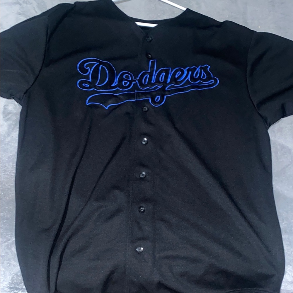 Black Dodgers Button-Up Jersey